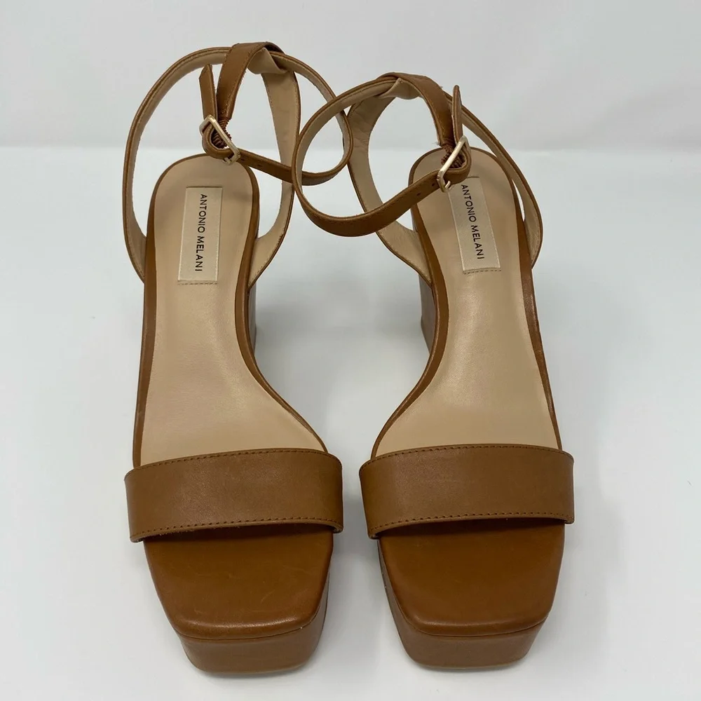 Antonio Melani wedge platform sandal women 8.5 Brown minor scratches. New no box - Picture 2 of 8